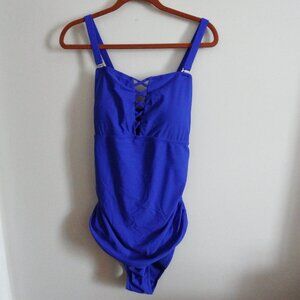 NWT Yonique Plus Royal Blue Bathing Suit/ Bodysuit 18W